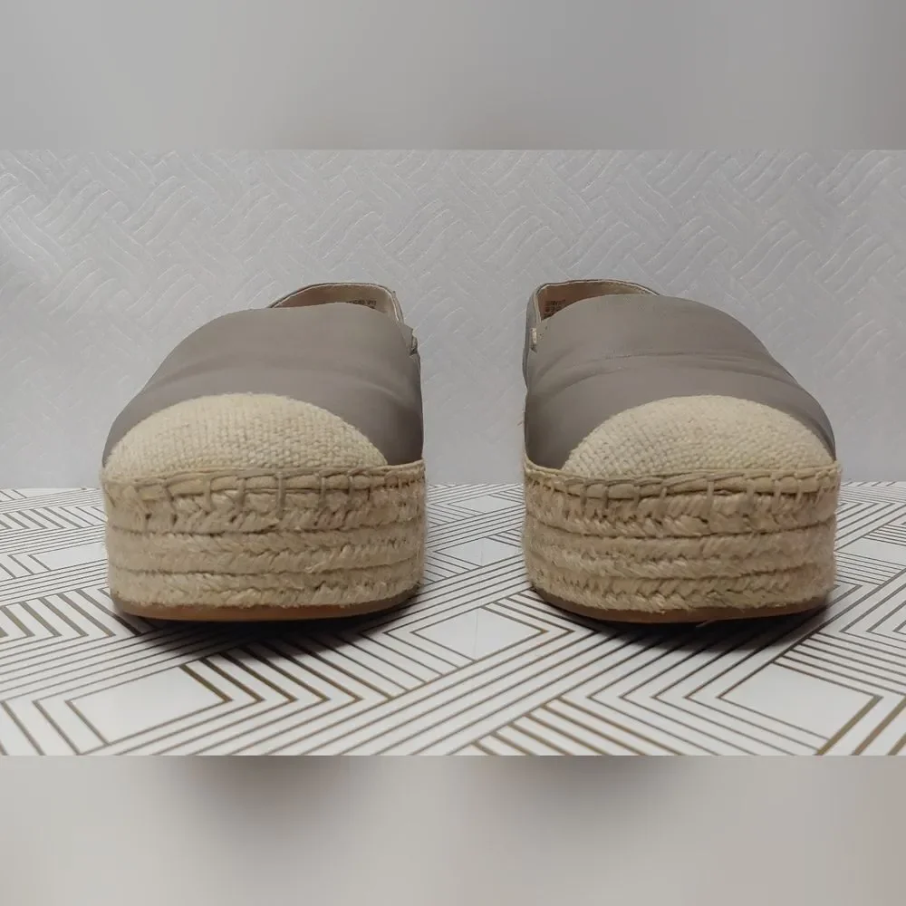 Caslon Gray Tige En Cuir Leather Upper Slip On Platform Espadrille Sz 10